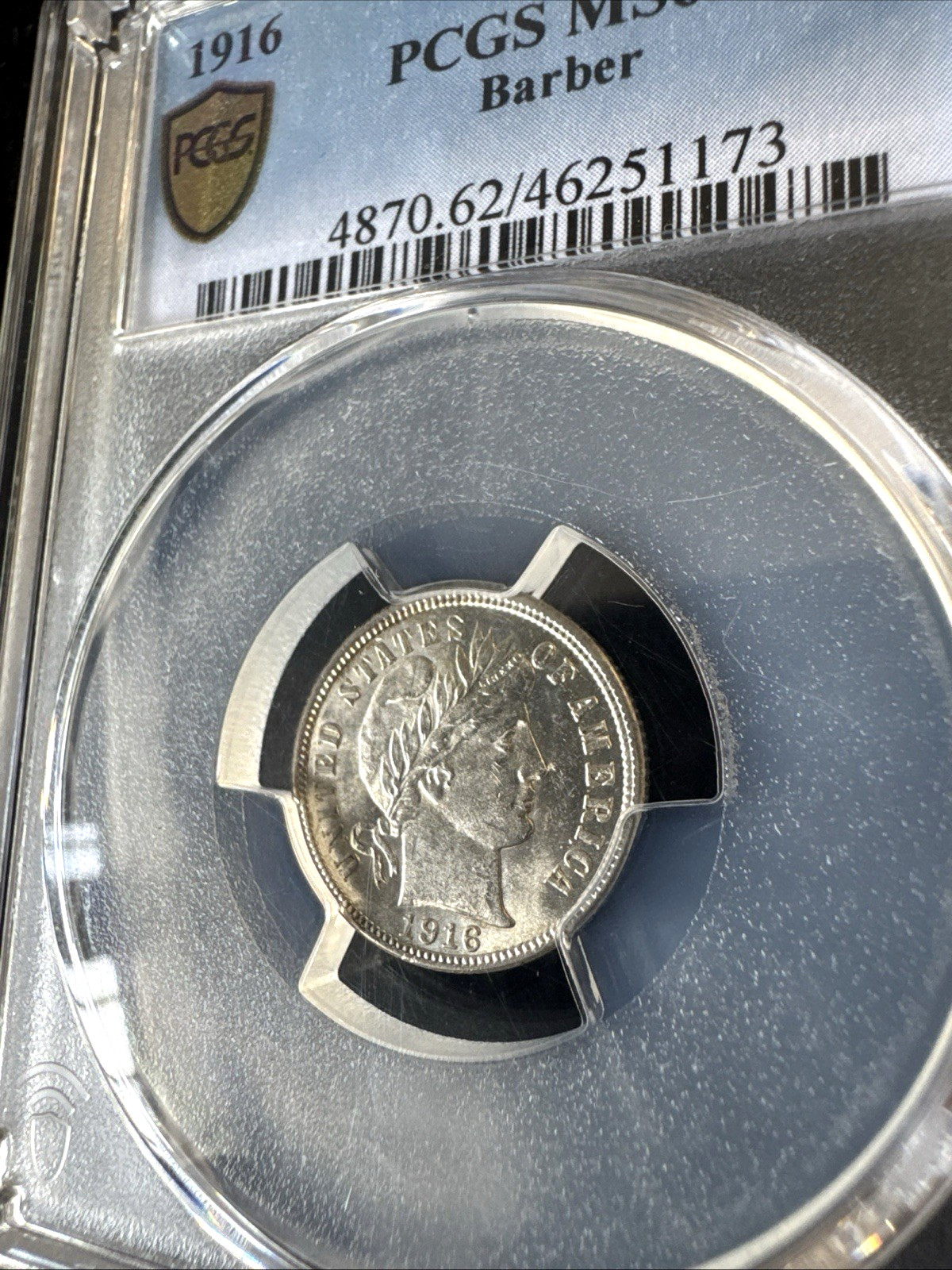 1916 BARBER DIME PCGS MS62