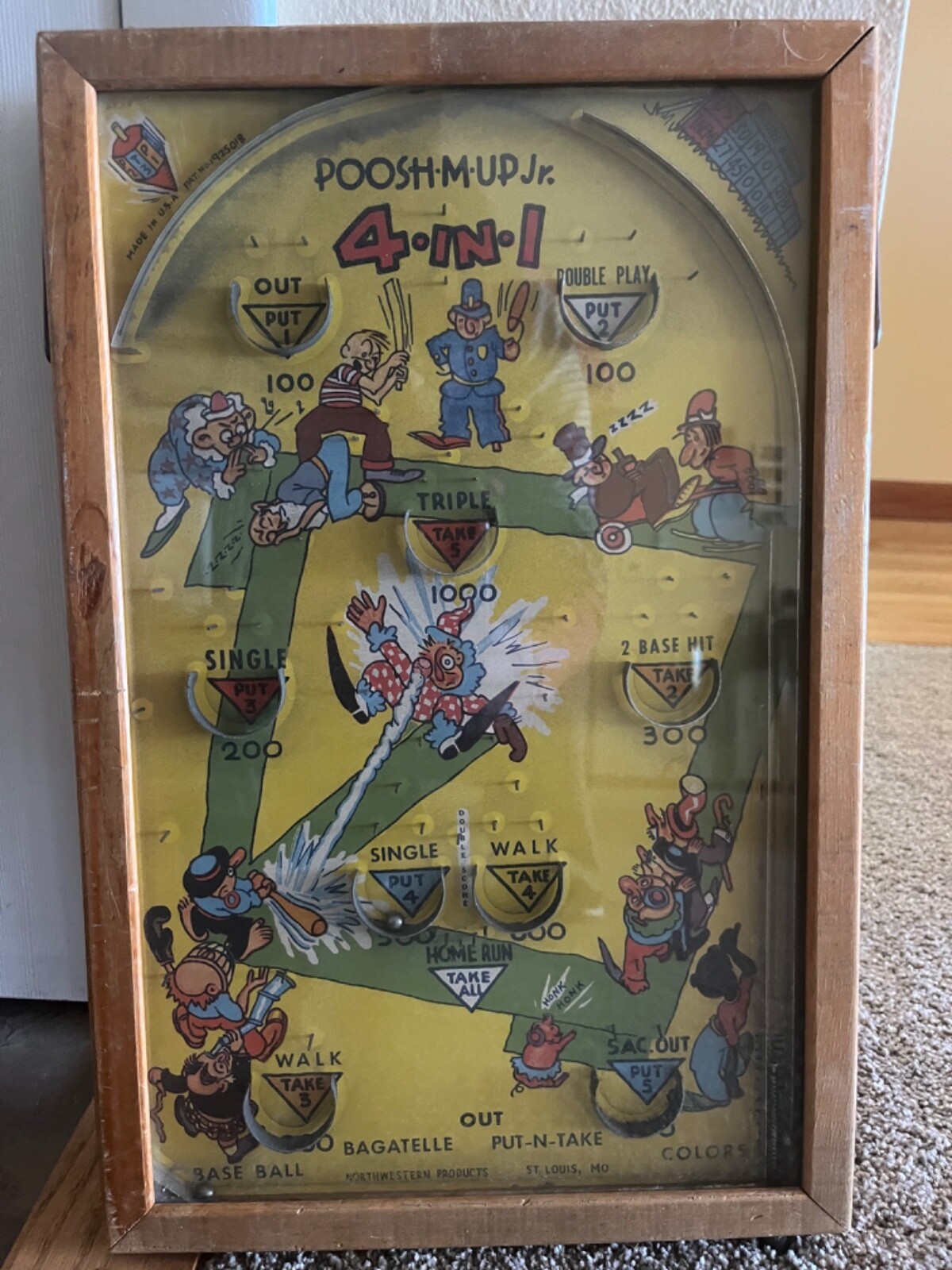 VINTAGE POOSH-M-UP Jr. PINBALL MACHINE, NICE  !