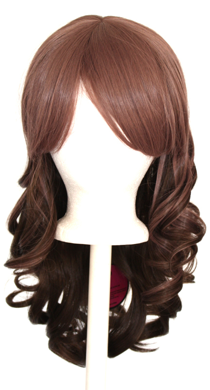 20'' Layered Loose Curly Cut w/ Long Bangs Purple Fade Brown Cosplay Wig NEW