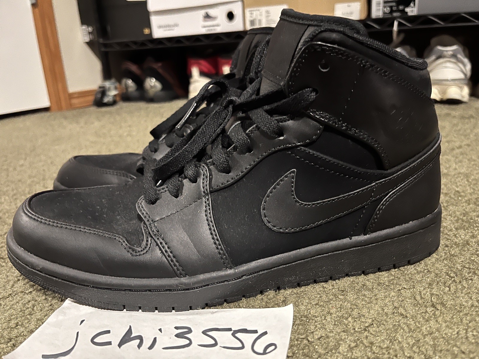 Nike Air Jordan 1 Mid Phat Black Mens Sz 10 364770-020