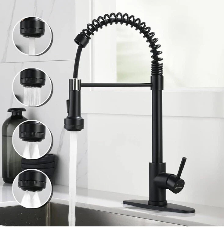 Rainovo Pull Down 1.8GPM Kitchen Faucet Matte Black RN-AU061204BK