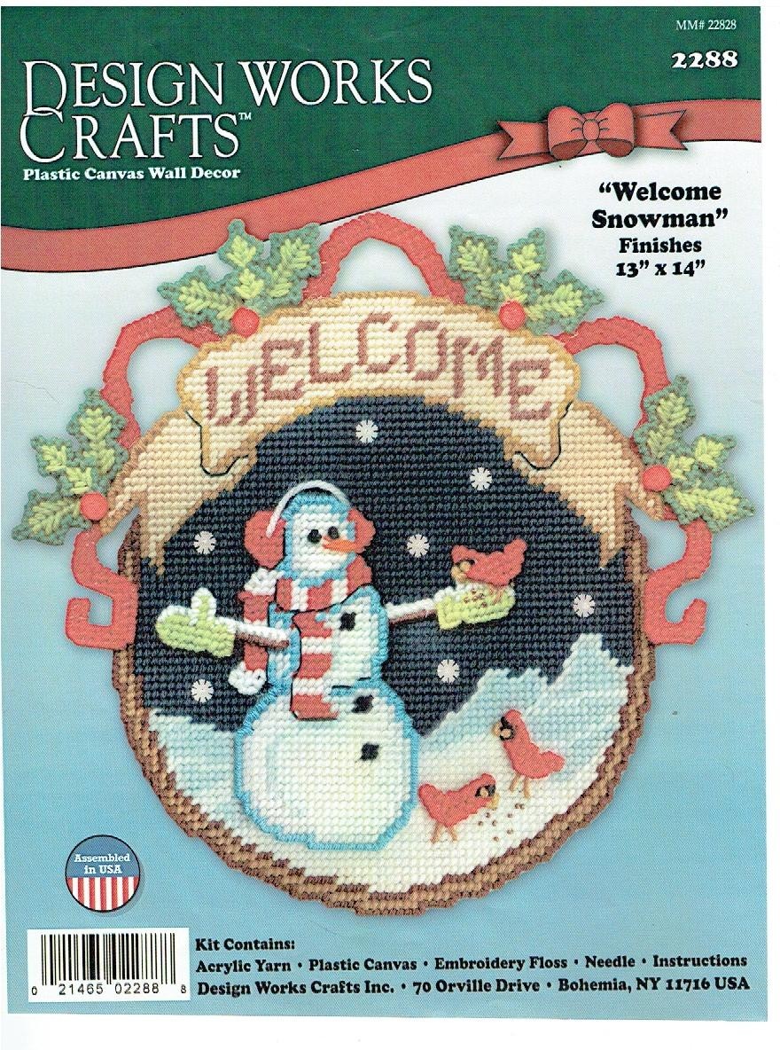 WELCOME SNOWMAN  WALL HANGING  7ct plastic canvas  PATTERN (#TF0634)