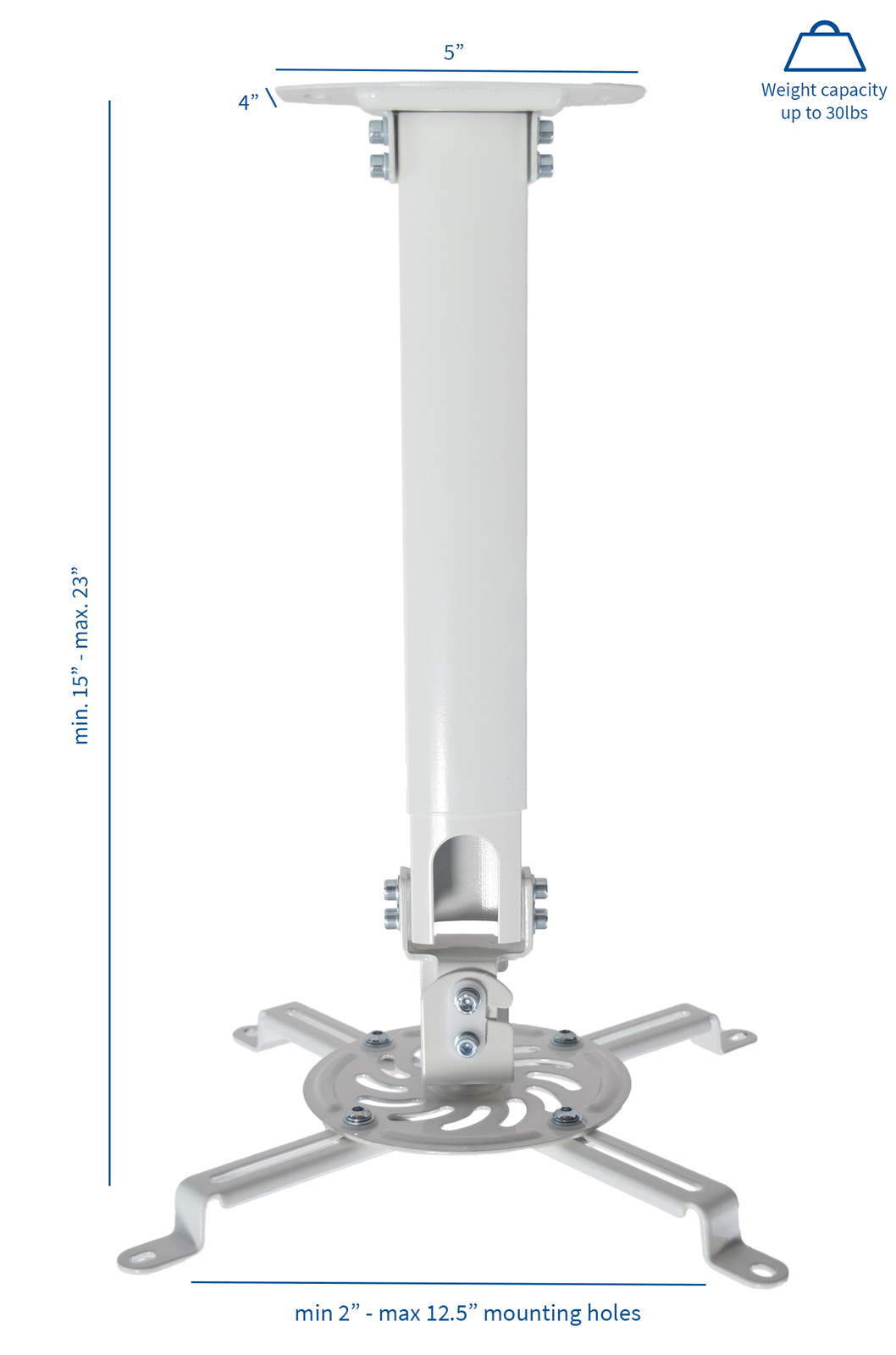 VIVO Universal Extended Ceiling Projector Mount | Height Adjustable (White)