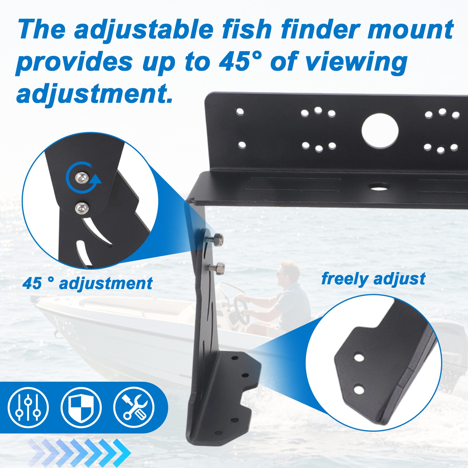 Universal Dual Graph Mount Kit For Fish Finder Graph Mount Heavy-Duty Adjustable
