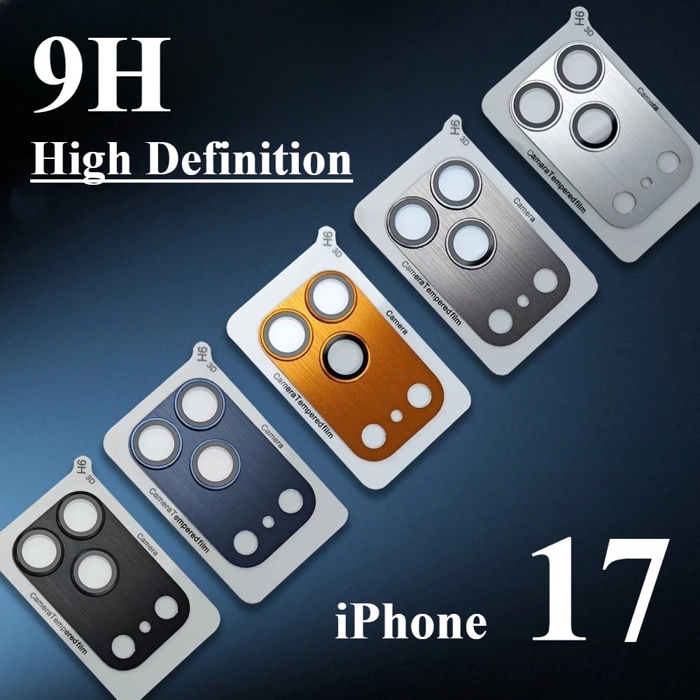 iPhone 17 Pro Max Camera Lens Protector 9H Metal Ring Glass HD Armor Cover.