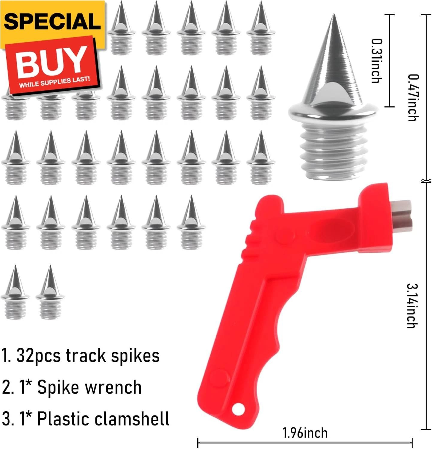 32PCS 1/4" Track Spikes Stainless Steel Pyramid Running Shoe Spikes