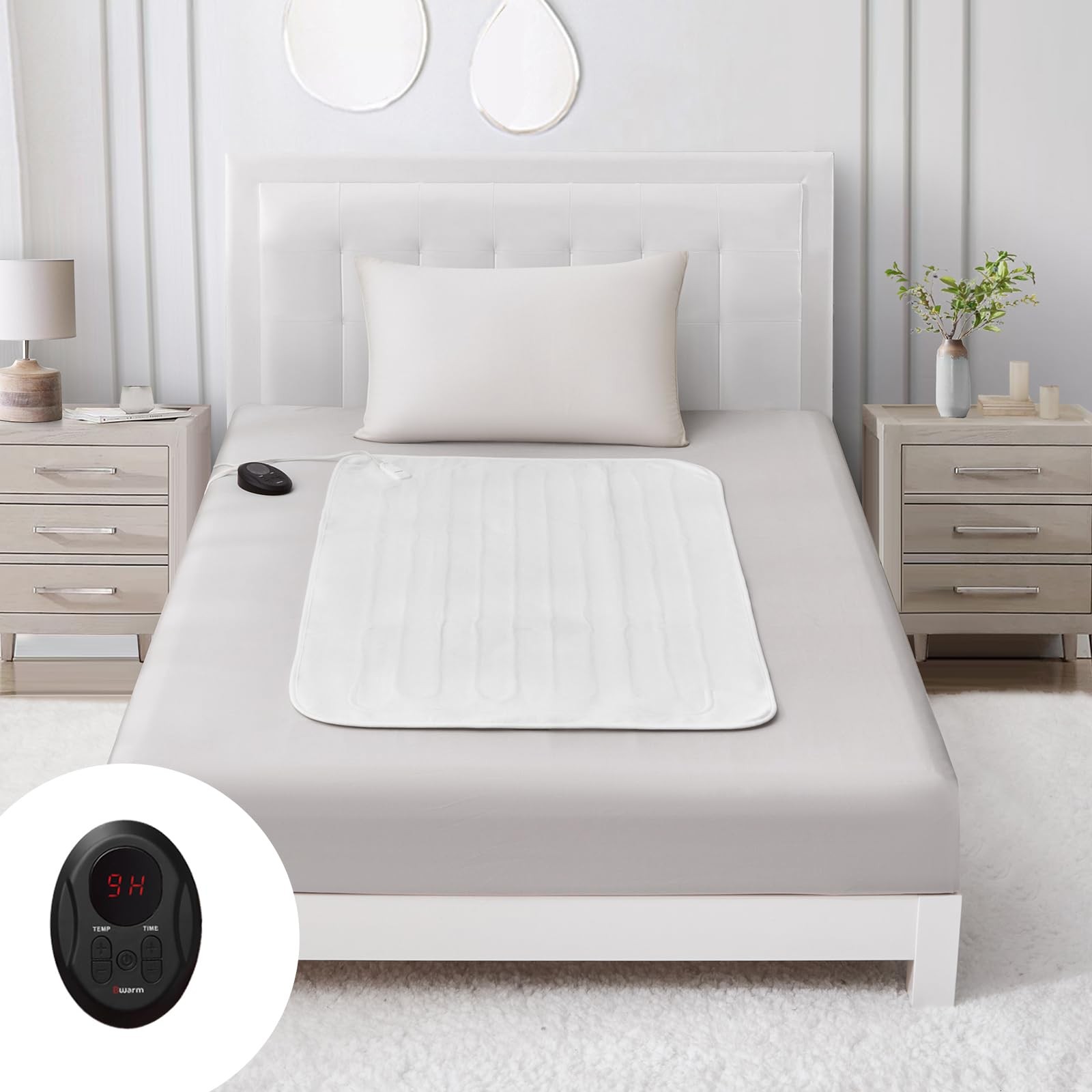Bwarm Electric Heated Mattress Pad Mini Twin Size, 31" x Twin, White