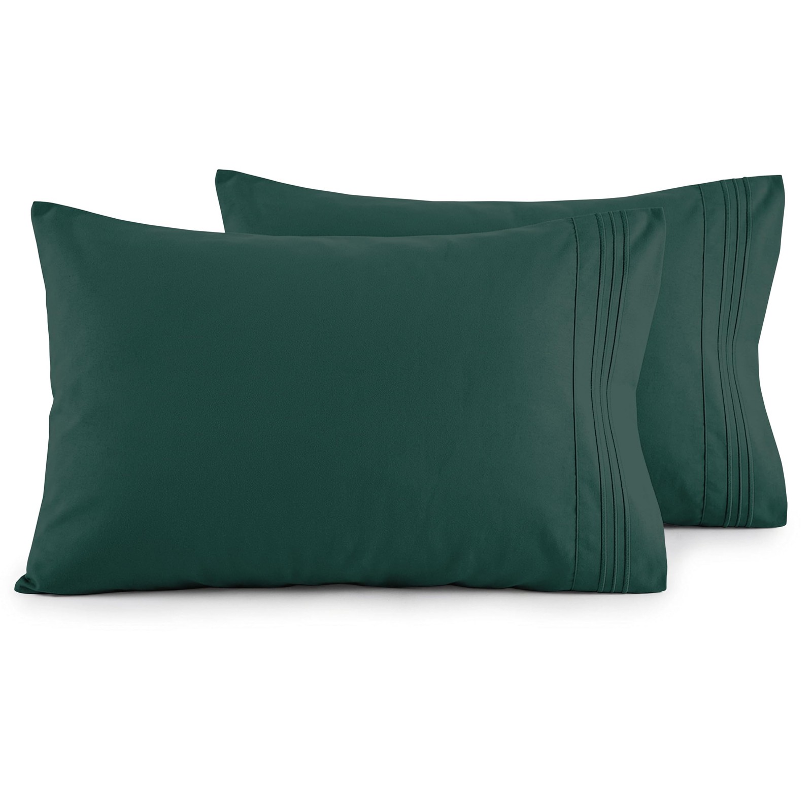 Pillowcase Set 2 Piece Ultra Soft Microfiber Queen Hunter Green Elegant Comfort