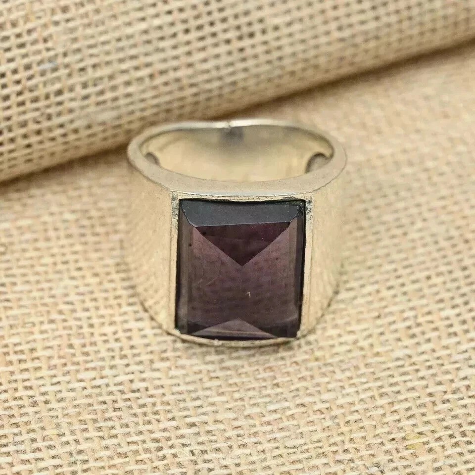 Amethyst Ring, Solid 925 Sterling Silver Engagement Men's Ring, All Size M1926
