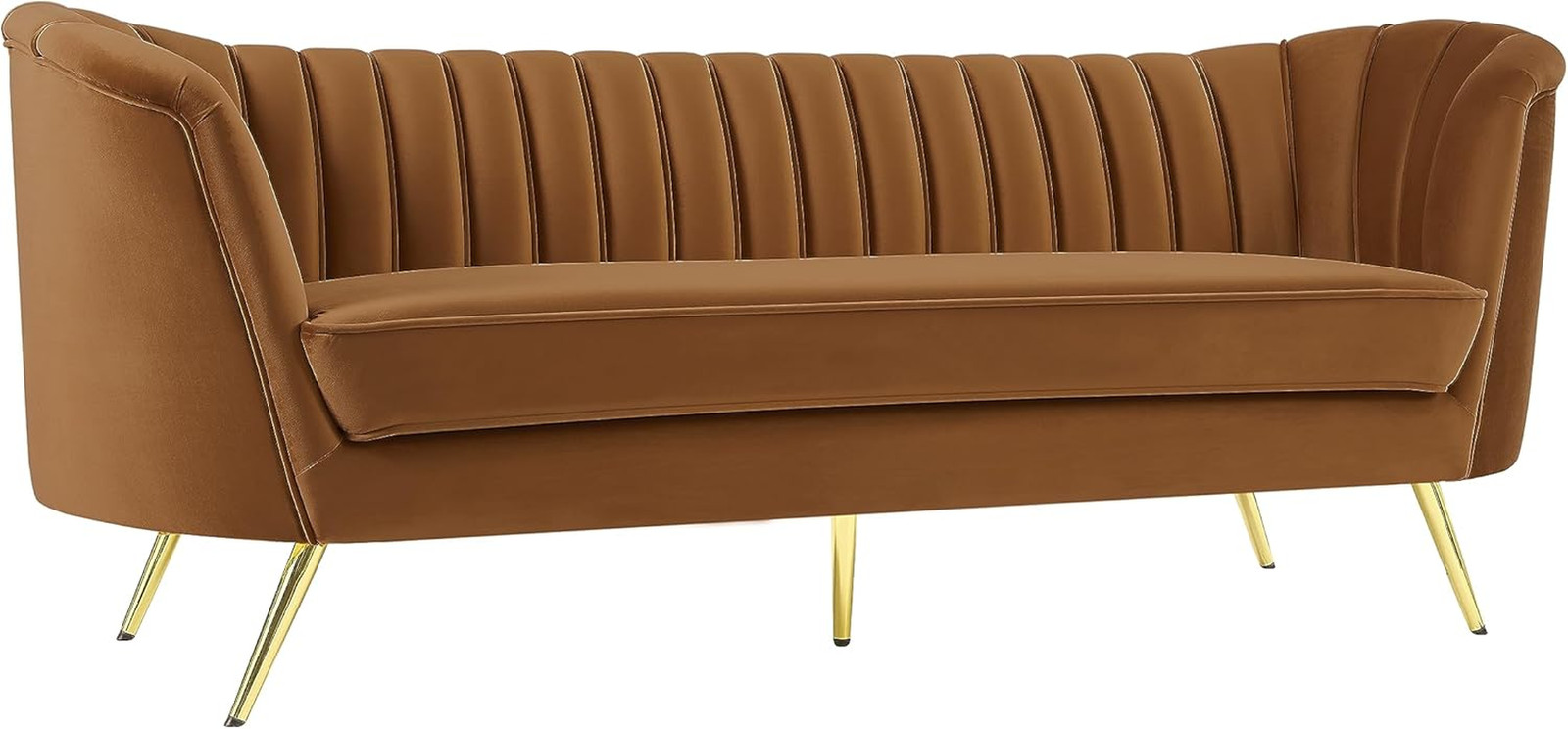 Margo Collection Velvet Sofa with Gold Stainless Steel Base - 88" Wide