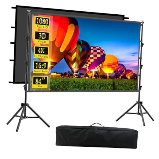 Outdoor Projector Screen with Stand, 84 inch Indoor Movie Screen 84 inch-ZJ