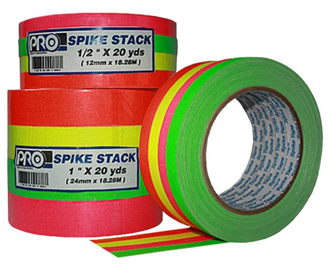 Rose Brand TPCS0024 (4) 20yd Rolls of 1/2" Wide Fluorescent Cloth Spike Tape