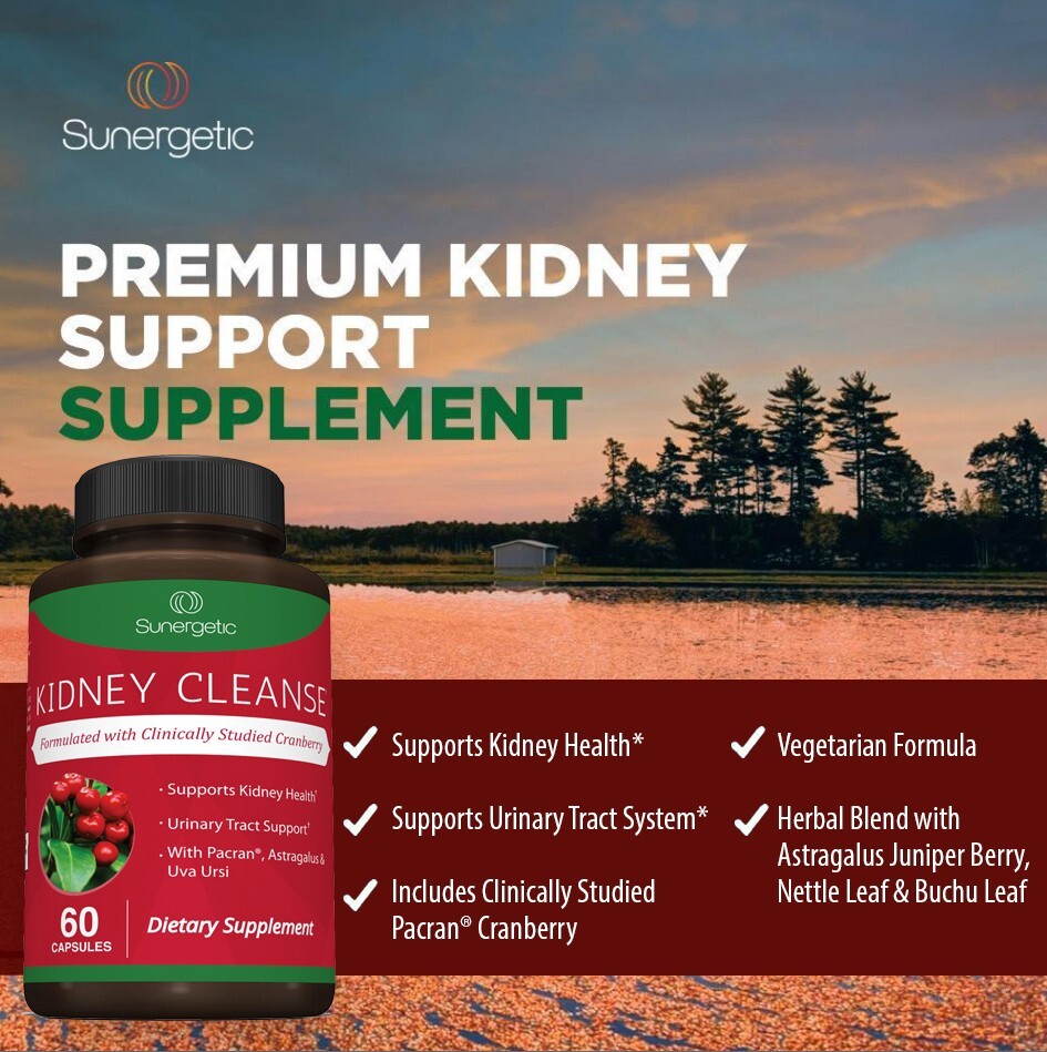 Kidney Cleanse Supplement-Kidney Support Formula With Cranberry - 60 Capsules