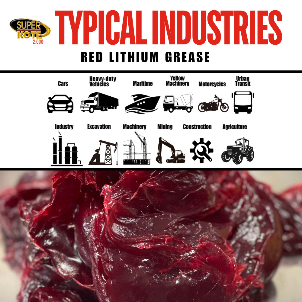Lithium Grease Red n Tacky EP Cartridge Superkote 2000 / 14 oz. 10 Pack.