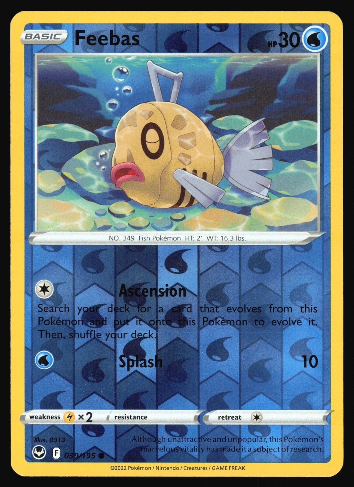 Pokemon -  Silver Tempest - Feebas 039/195 - Reverse Holo - NM/M