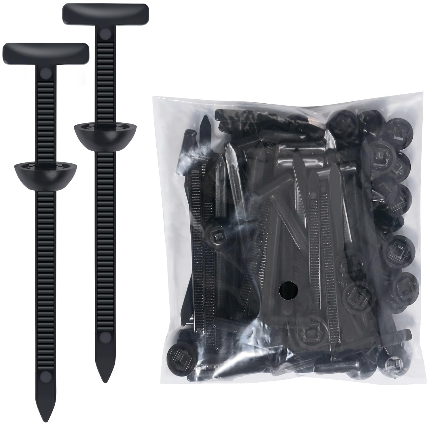 TOOVREN 50PCS Nylon Universal Cable Tie Buckle Self-Locking Design with Black