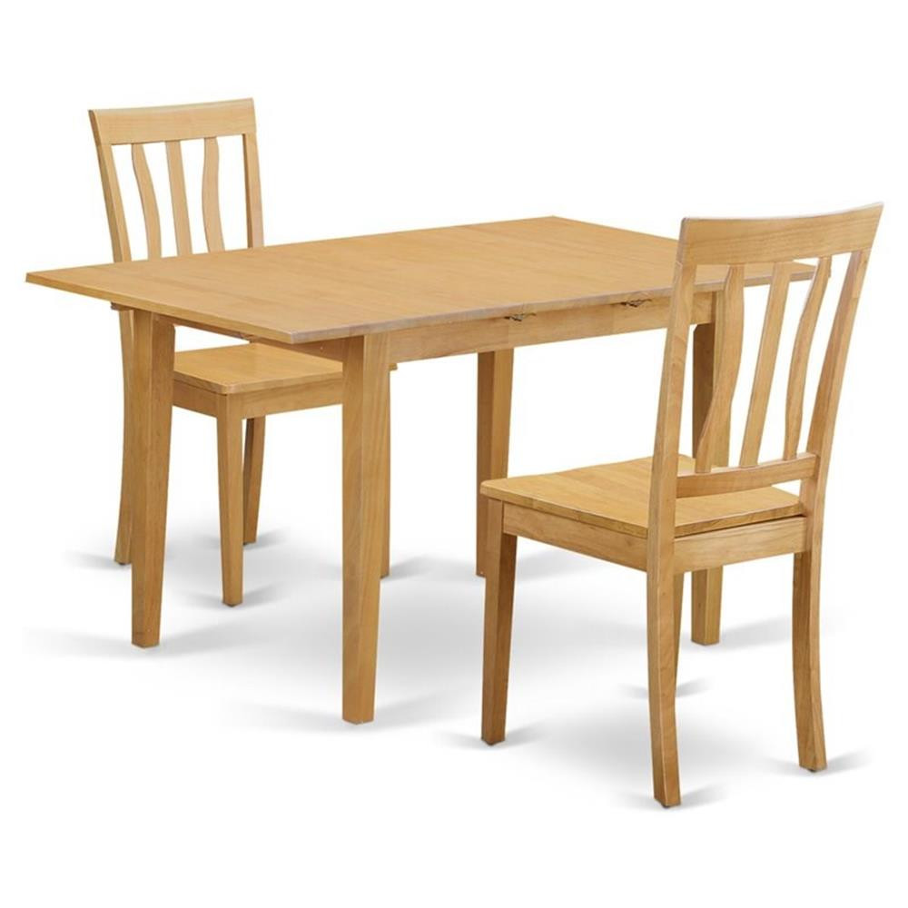 East West Furniture Norfolk 3-piece Traditional Wood Dining Table Set in Oak