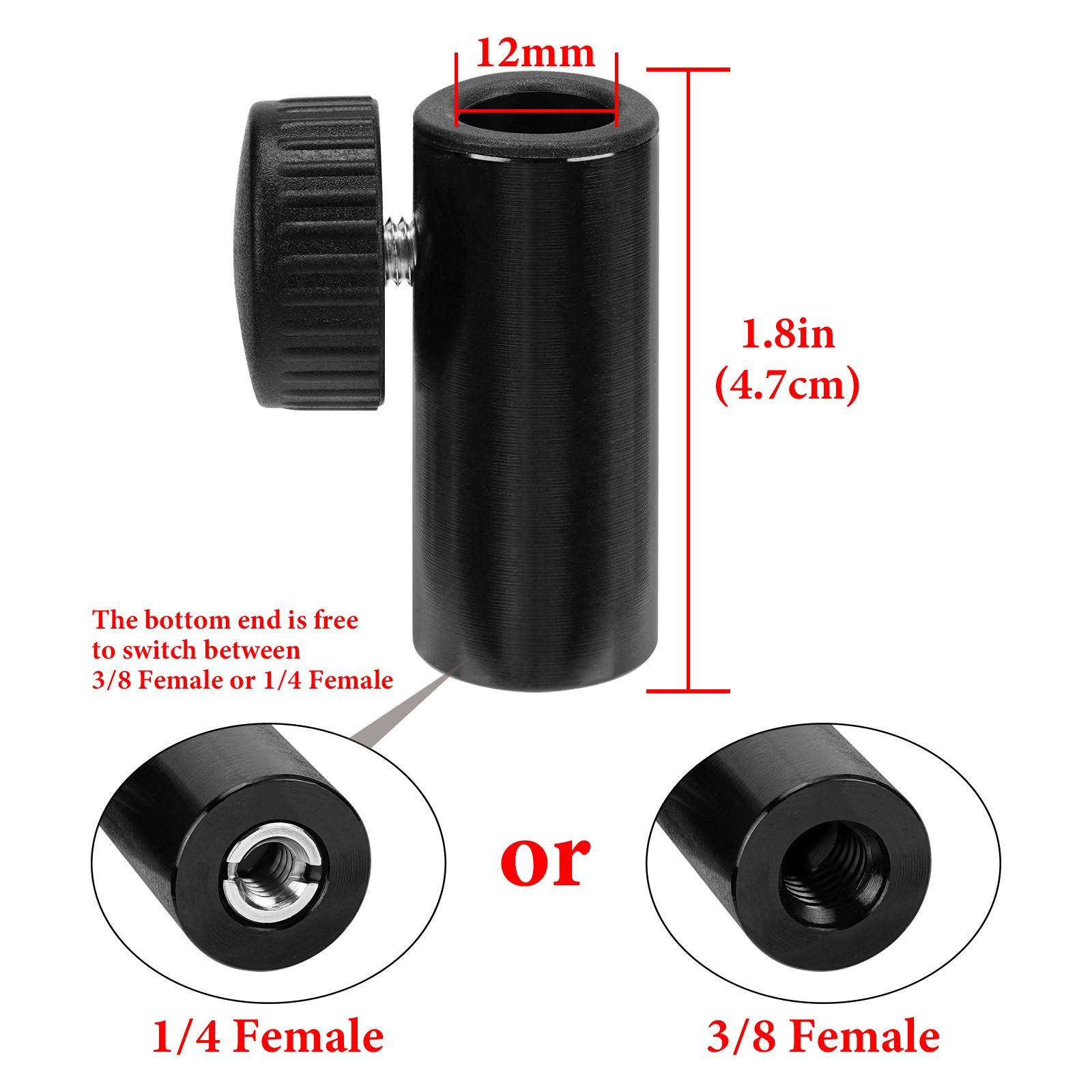 Geekria for Creators Microphone Screw Adapter (Black / 2 Pack)