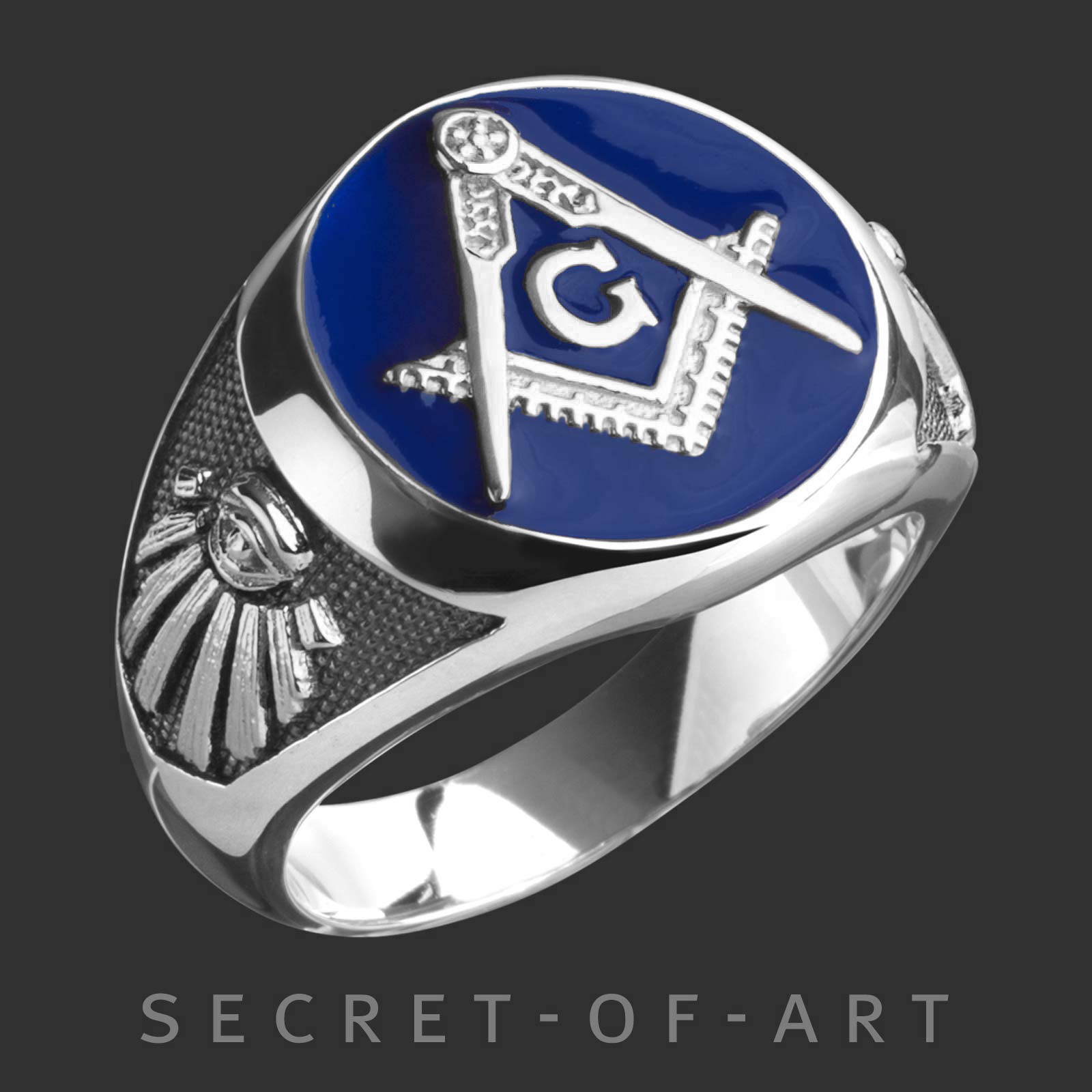 Masonic Ring Silver 925 Freemason Master Mason Blue Lodge jewelry size 8-13.5