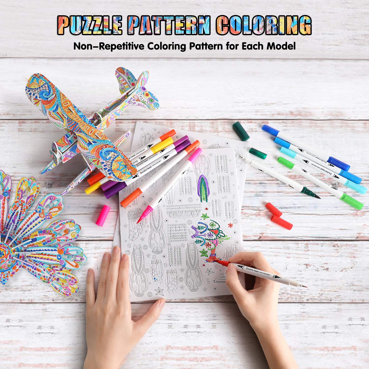 BEARUN 3D Coloring Puzzle Set, Arts and Crafts for Girls Large, 5PACK 01