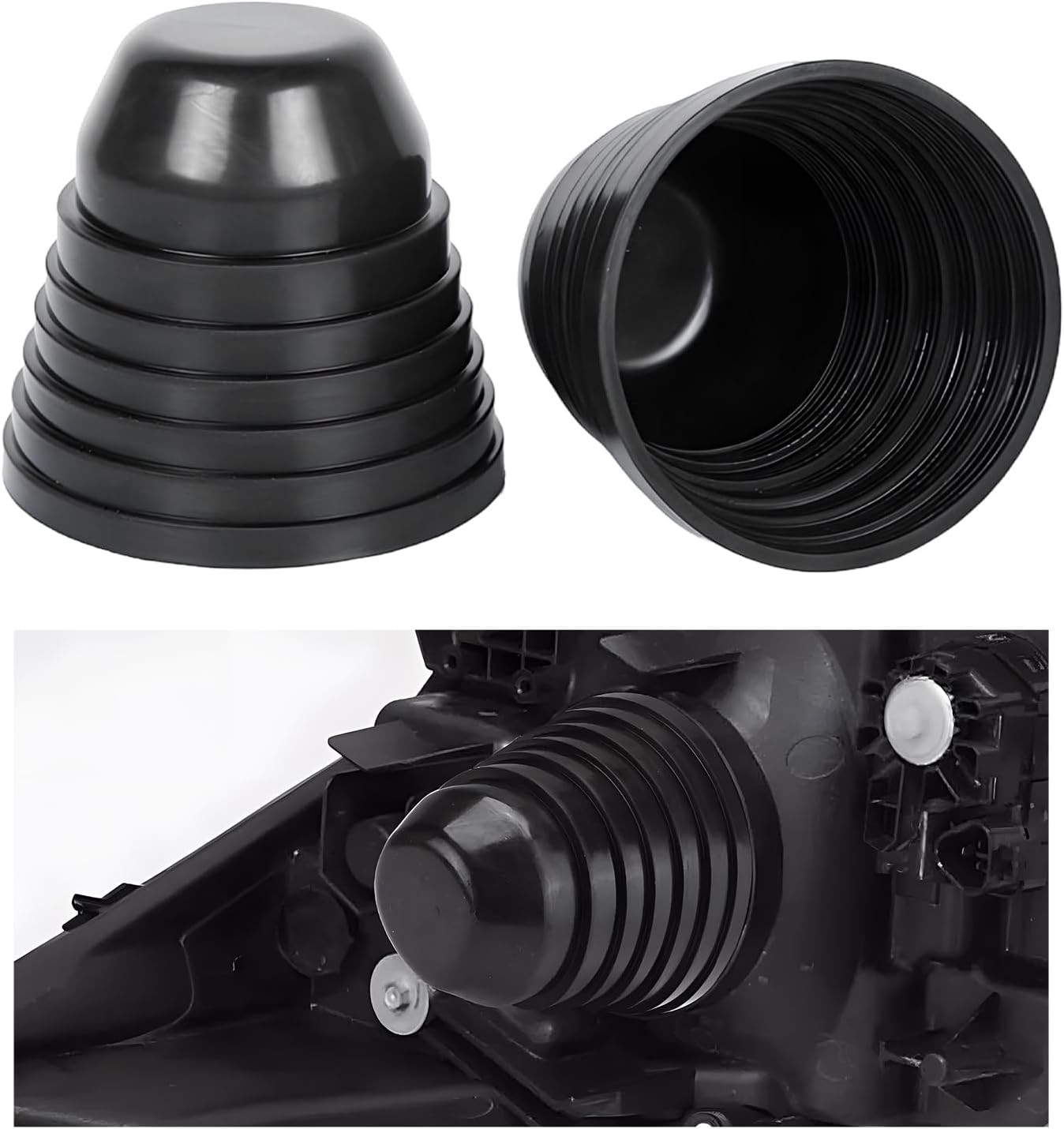 2 PCS Car Headlight Dust Covers, 100mm 4" Headlight Housing Cap Vehicle Forward