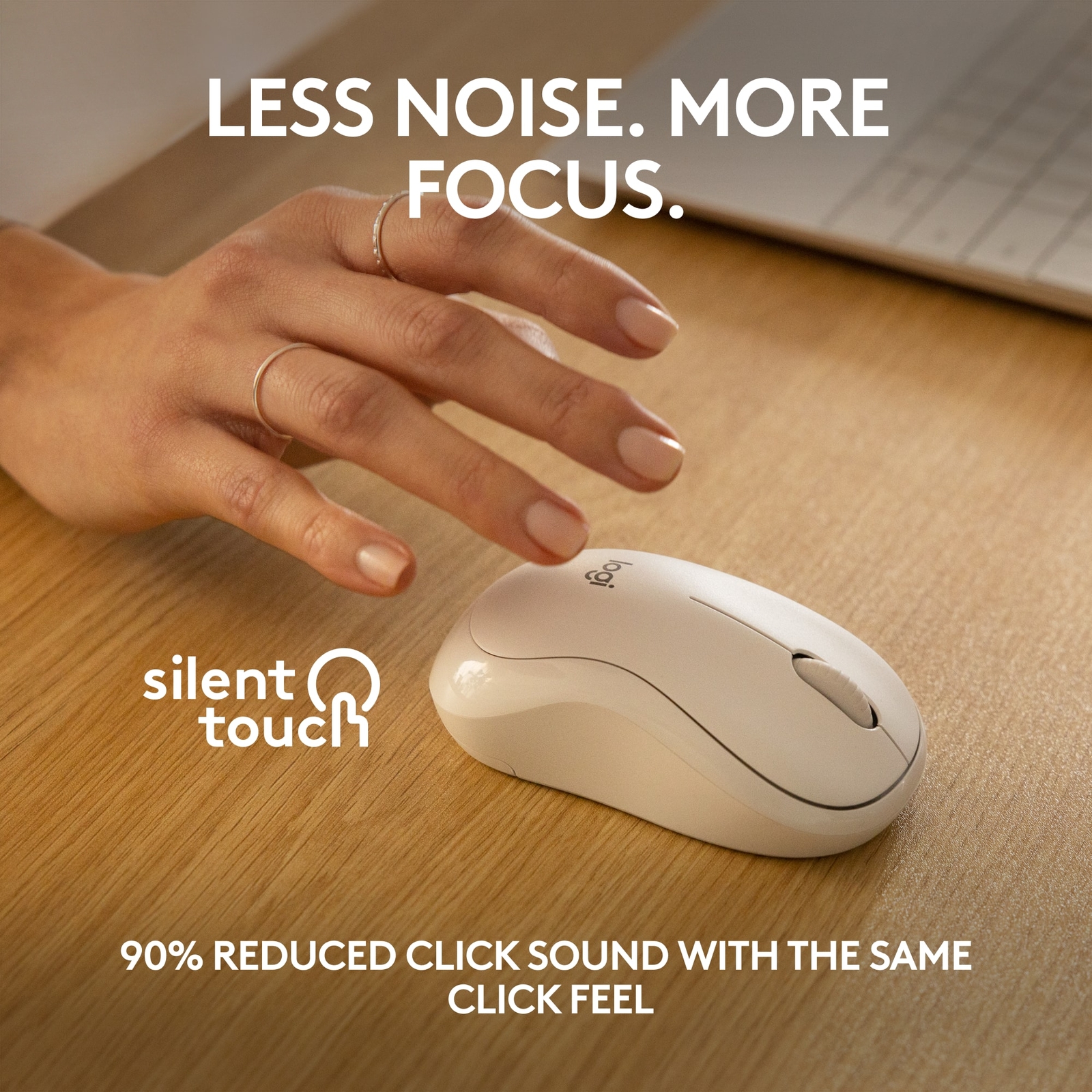 Logitech - M240 Silent Wireless Optical Ambidextrous Mouse - Off-White