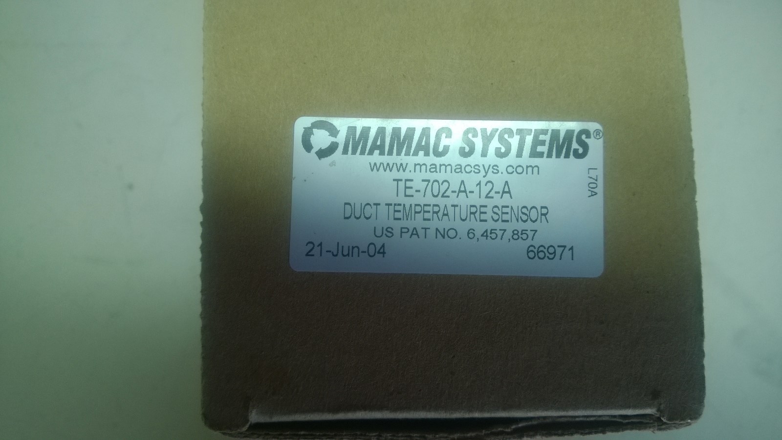 MANAC SYSTEMS TE-702-A-12-A DUCT TEMPERATURE SENSOR