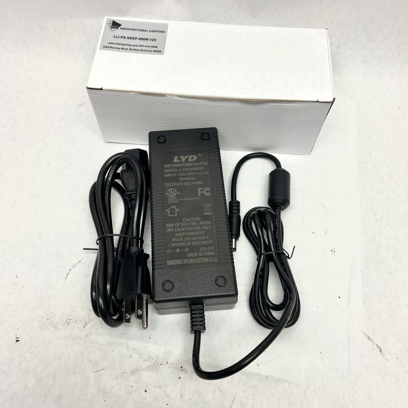 LLIPS-NDEP-096W-12V SWITCHING POWER ADAPTER LYD1208000 110-240V 2.5A 12V-8A