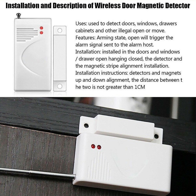 433MHz Wireless Door Window Alarm Panel Magnetic Contact Sensor Code 1527