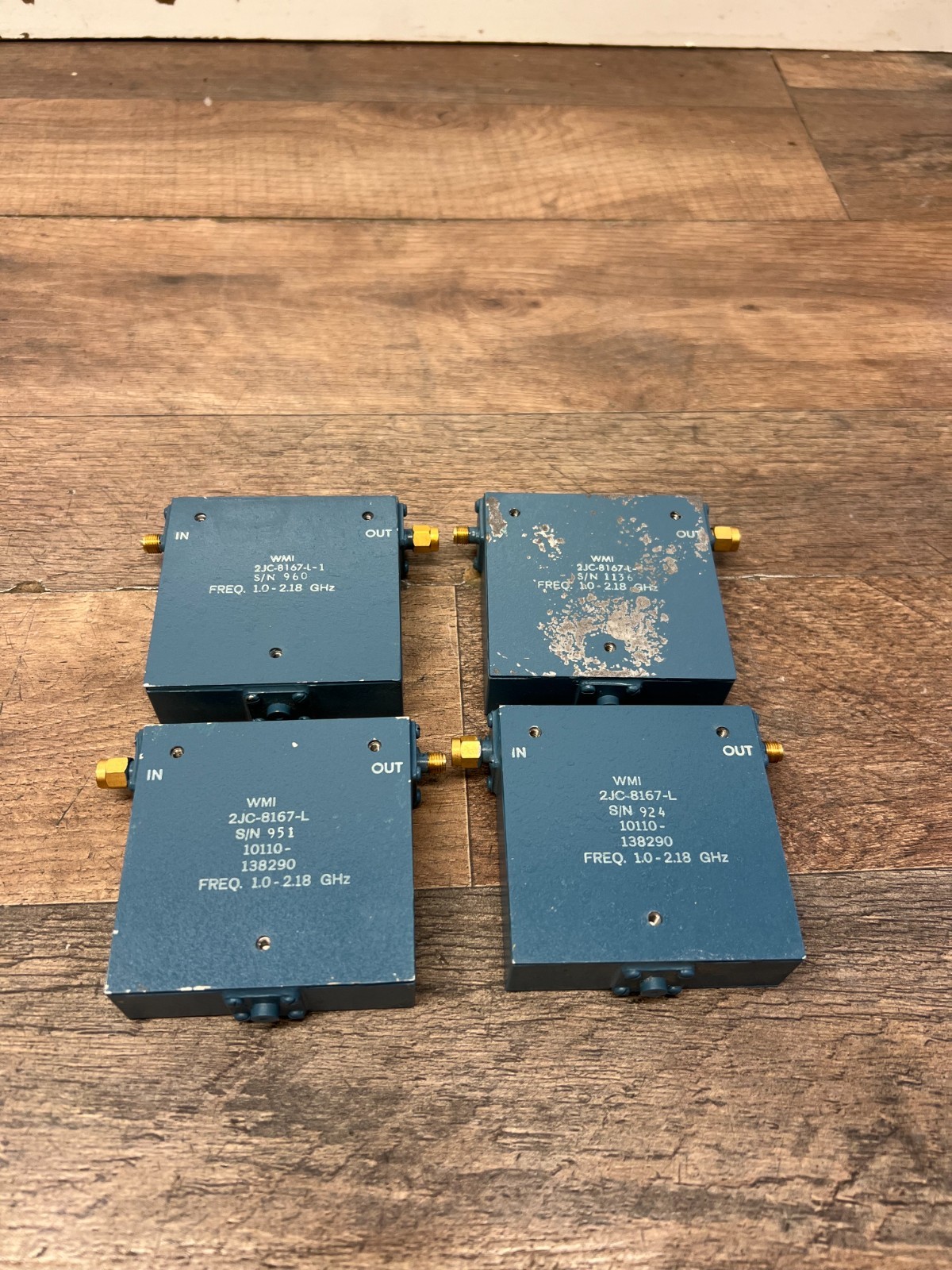Lot of 4 WMI Isolator 2JC-8167-1 SMA Coaxial 1.0-2.18 GHz