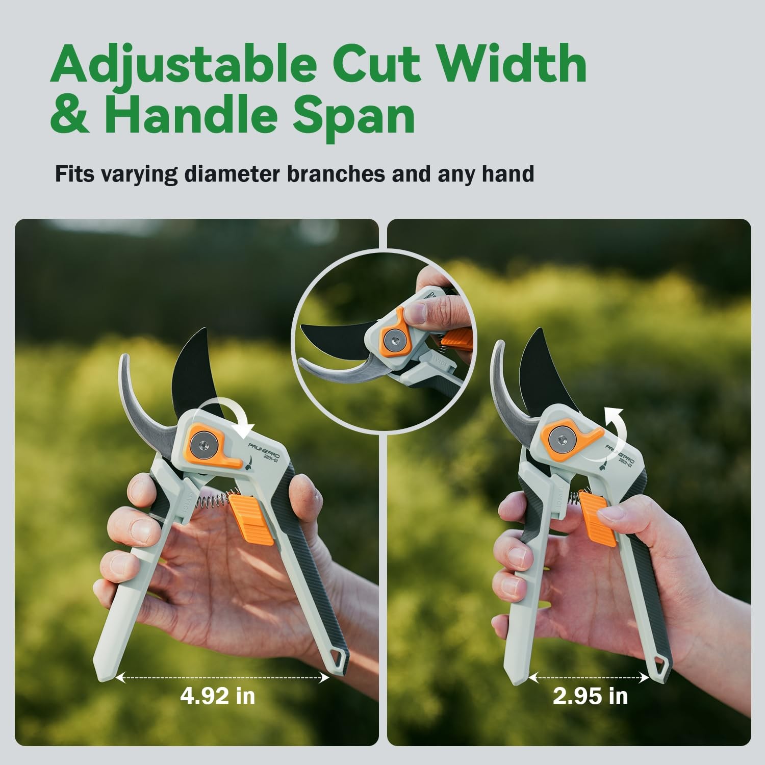 PrunePro Pruning Shears Gardening Scissors Set Professional Hand Pruner Green