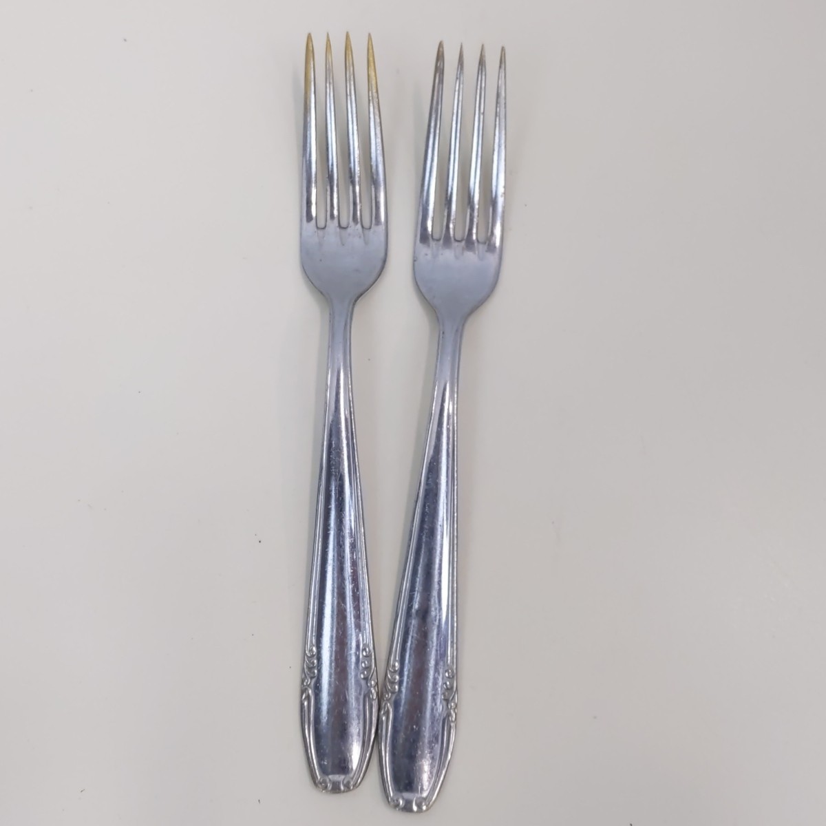 WS Nicht Rostend Dinner Forks Set 2 Silver plated Germany Flatware Vintage