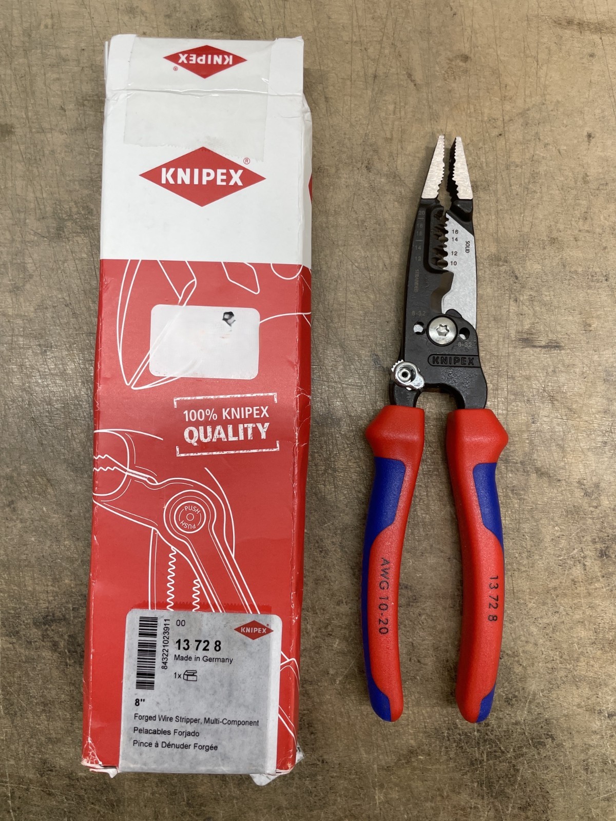 Knipex 13 72 8 8" Forged Wire Stripper, Multi-Component 10-20 AWG