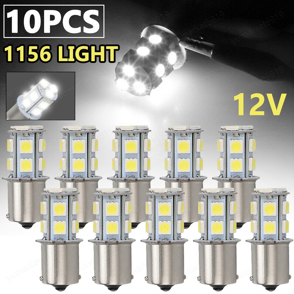 10Pcs White 1156 1141 13-SMD LED RV Camper Trailer Interior Light Bulb Bright