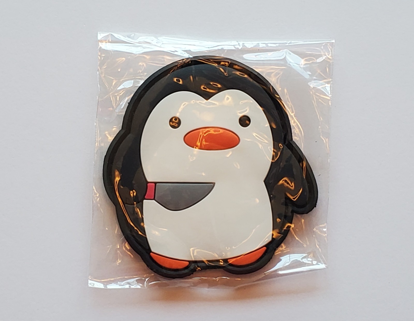 Stabby Penguin with Knife 3d PVC Morale Patch Hook & Loop Backing 2.5" x 2.5"