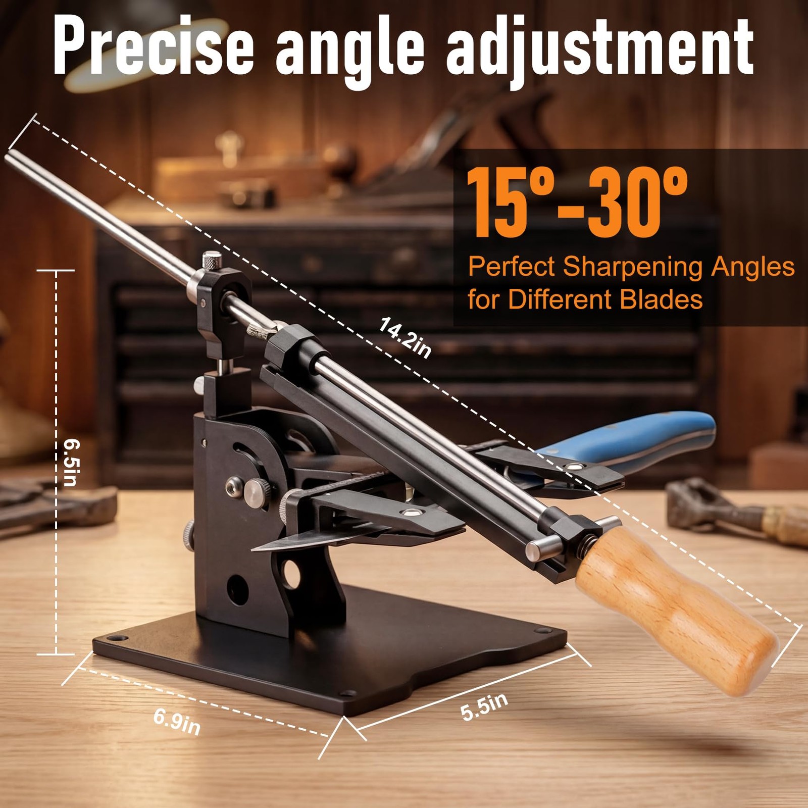 Professional Knife Sharpener System – Precision Adjustable Angle 15-30° – 3-S...