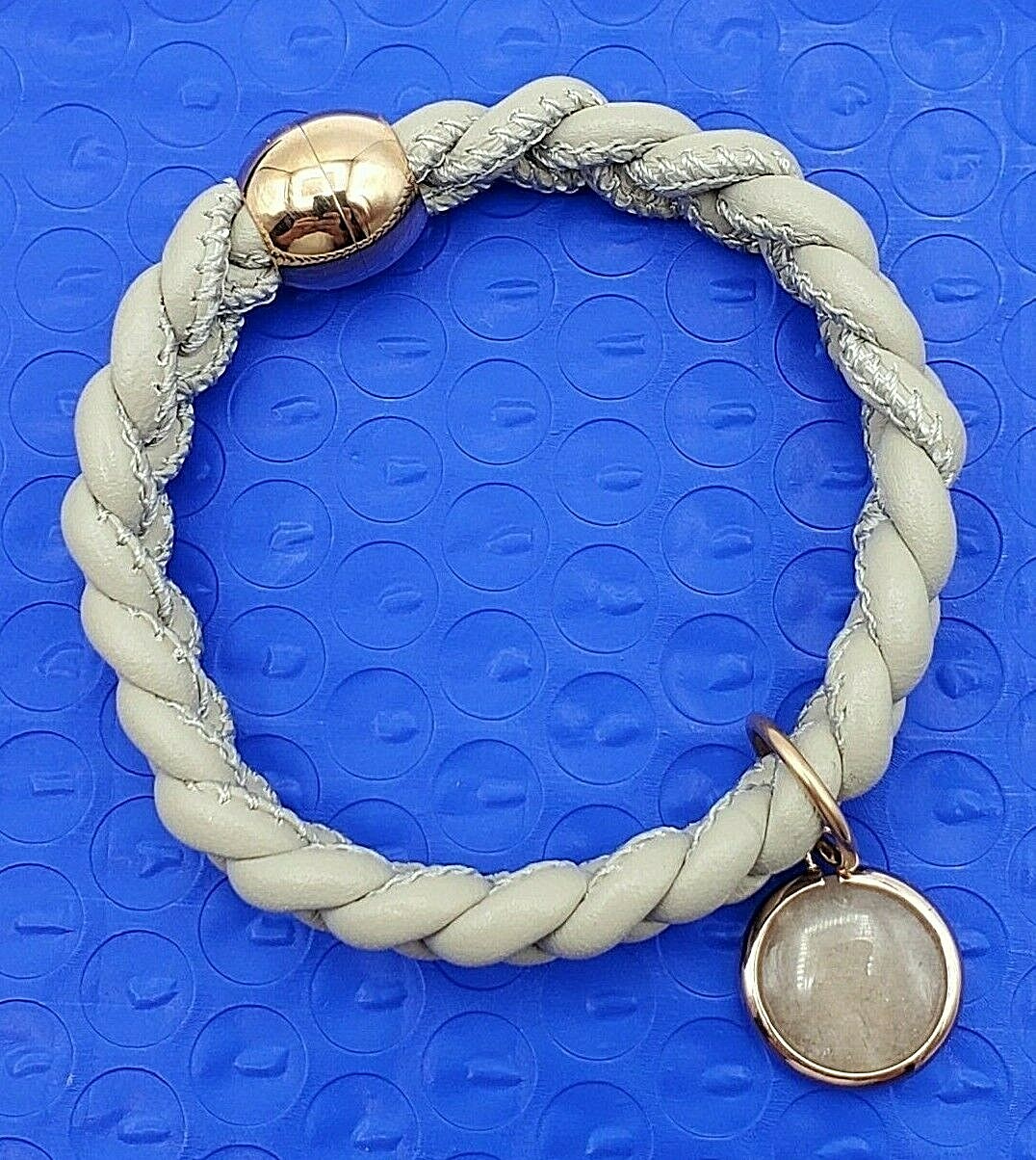 Taupe Corded Bracelet Magnetic Clasp with Matching Gem Gift