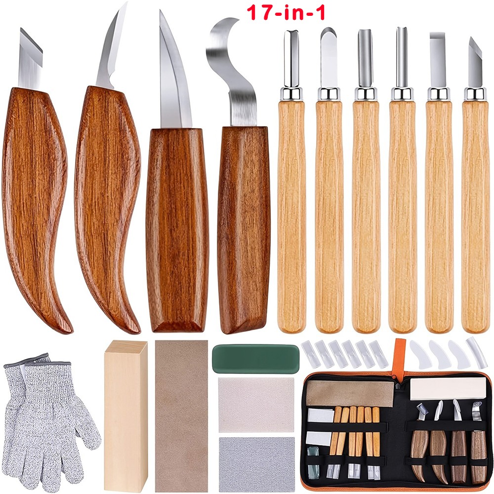 High Grade 17-in-1 Wood Carving Kit For Spoon / Bowl / Outdoor Wooden Cup Making