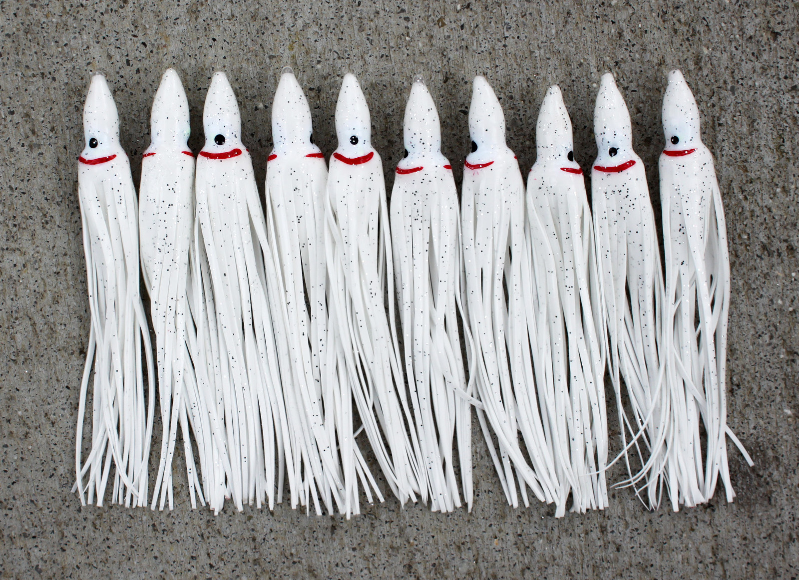 Lot Of 10 Hoochie Squid Skirts Un Rigged Fishing Lures 4 3/4" PEARL Hoochies