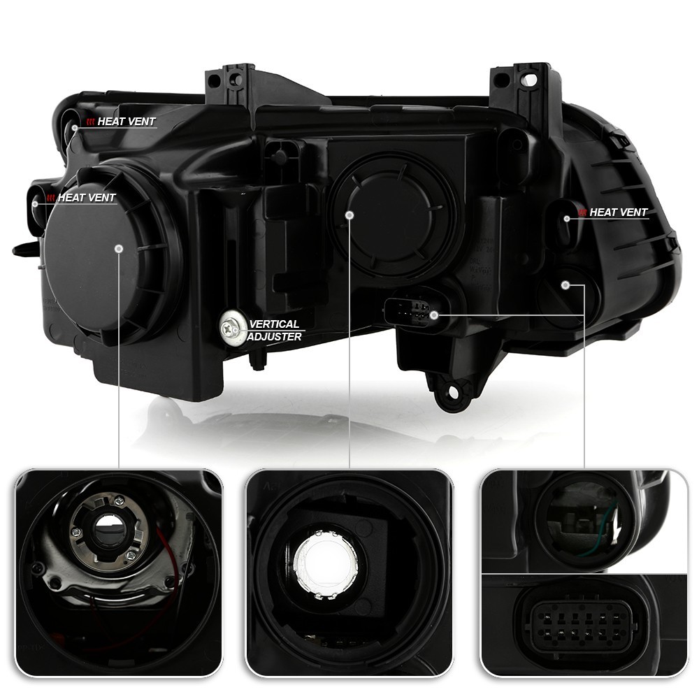 For 2015-2023 Chrysler 300 Black Halogen Headlight LED DRL Projector Driver Side