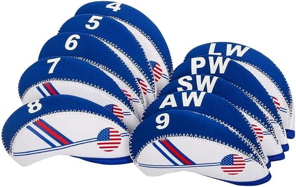 10X NEW Golf Head Covers USA Flag Club Iron Golf Protect Heads Cover Lightweight