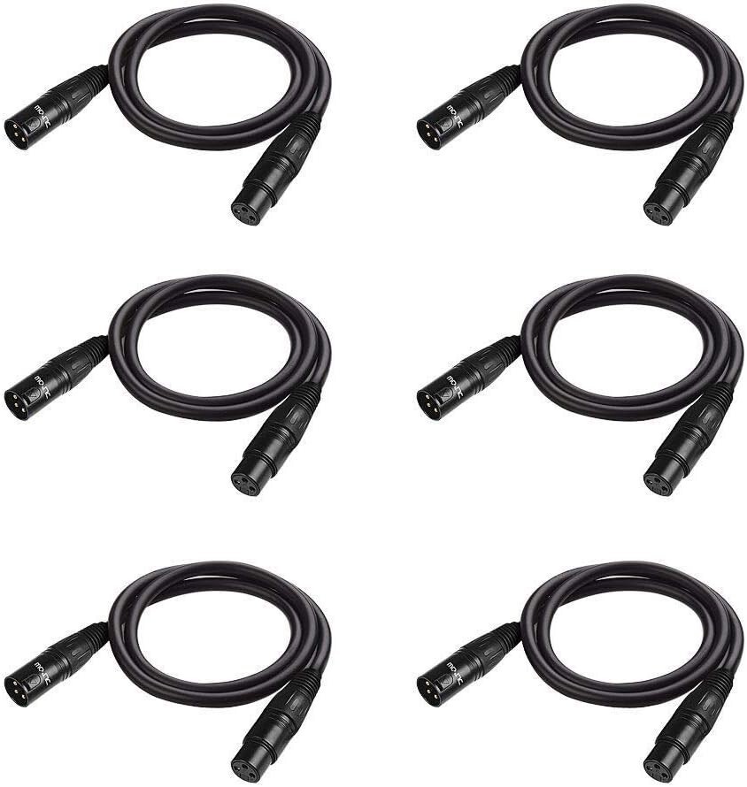 3.2Ft DMX Cable, 3 Pin Male to Female XLR Cable DMX Wire for DJ Stage Light 6pcs