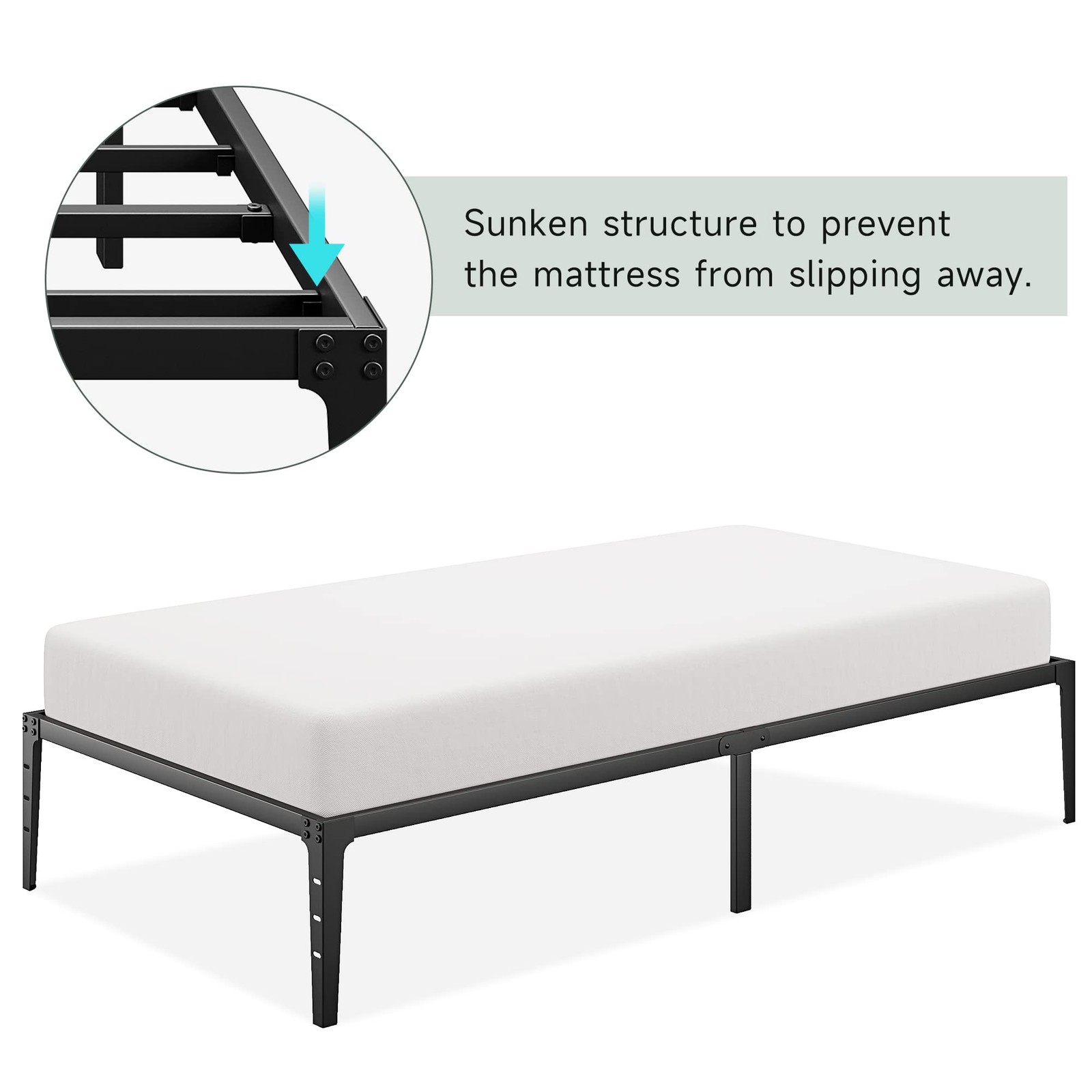 6 IN /14 IN Twin/Full/Queen Bed Frames - Metal Platform Bed Frame,Easy Assembly