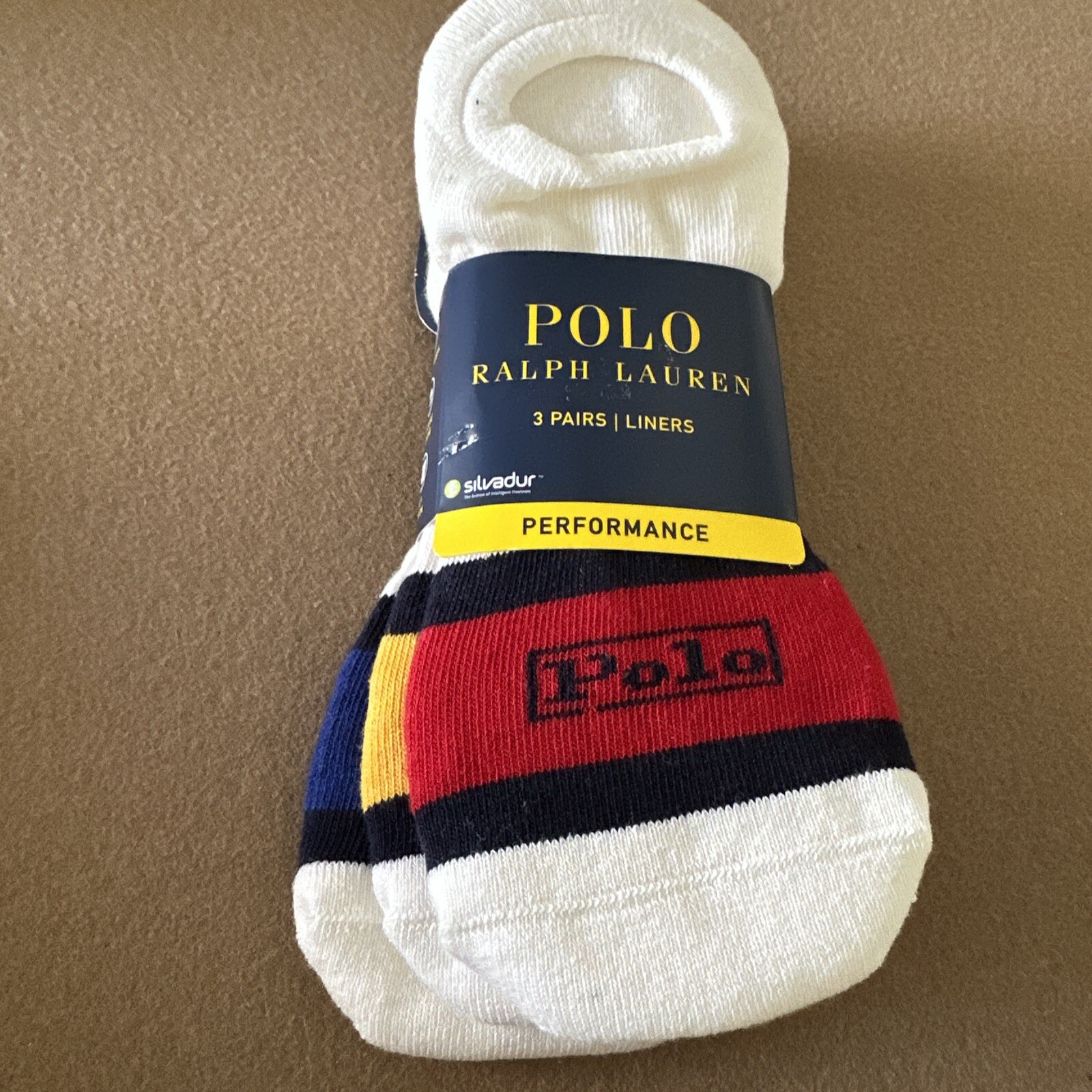Polo Ralph Lauren Performance Liners Mens 3 Pair White  Socks Size 10-13