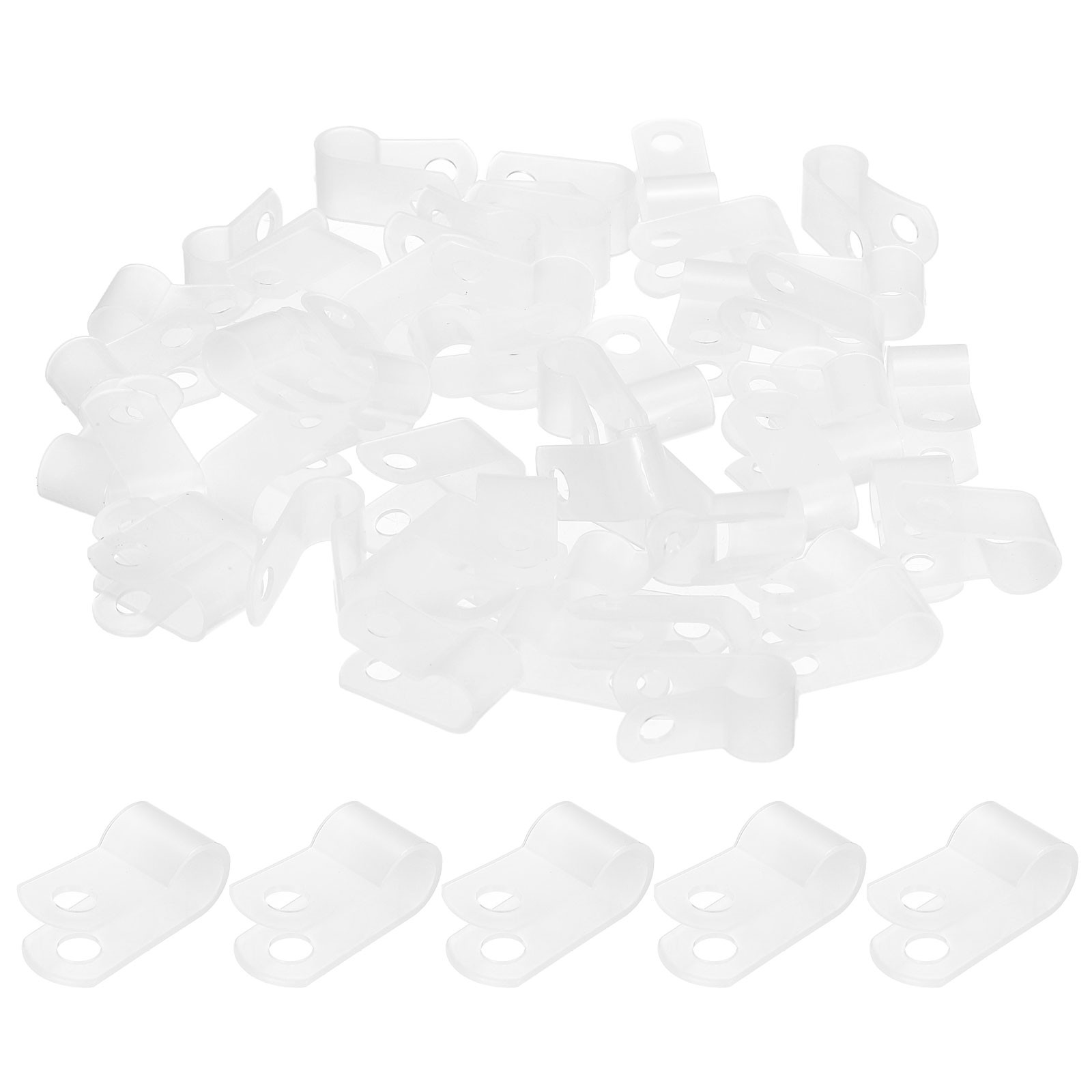 Nylon Plastic Cable Clamps 1/4 Inch, 200 Pcs R-Type Cable Clips, White