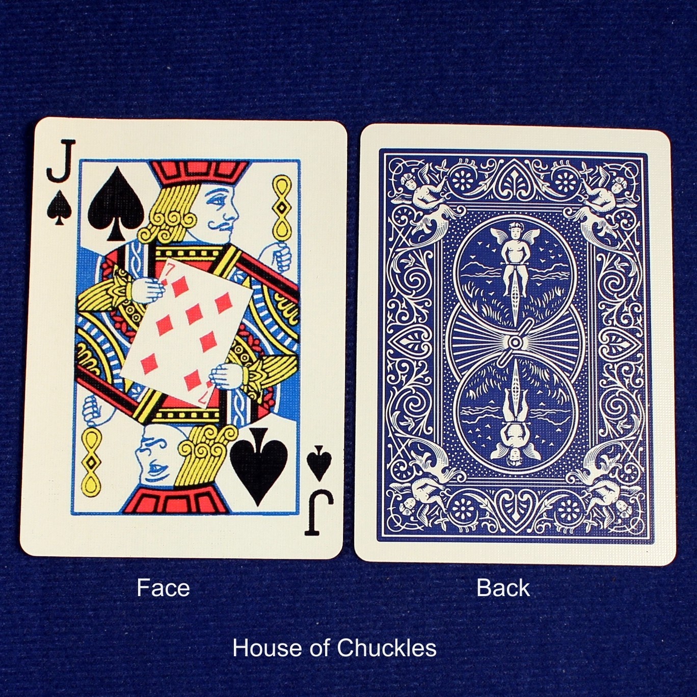 Jack of Spades - Reveals Seven Diamonds, Bicycle Printed Gaff Card, Blue