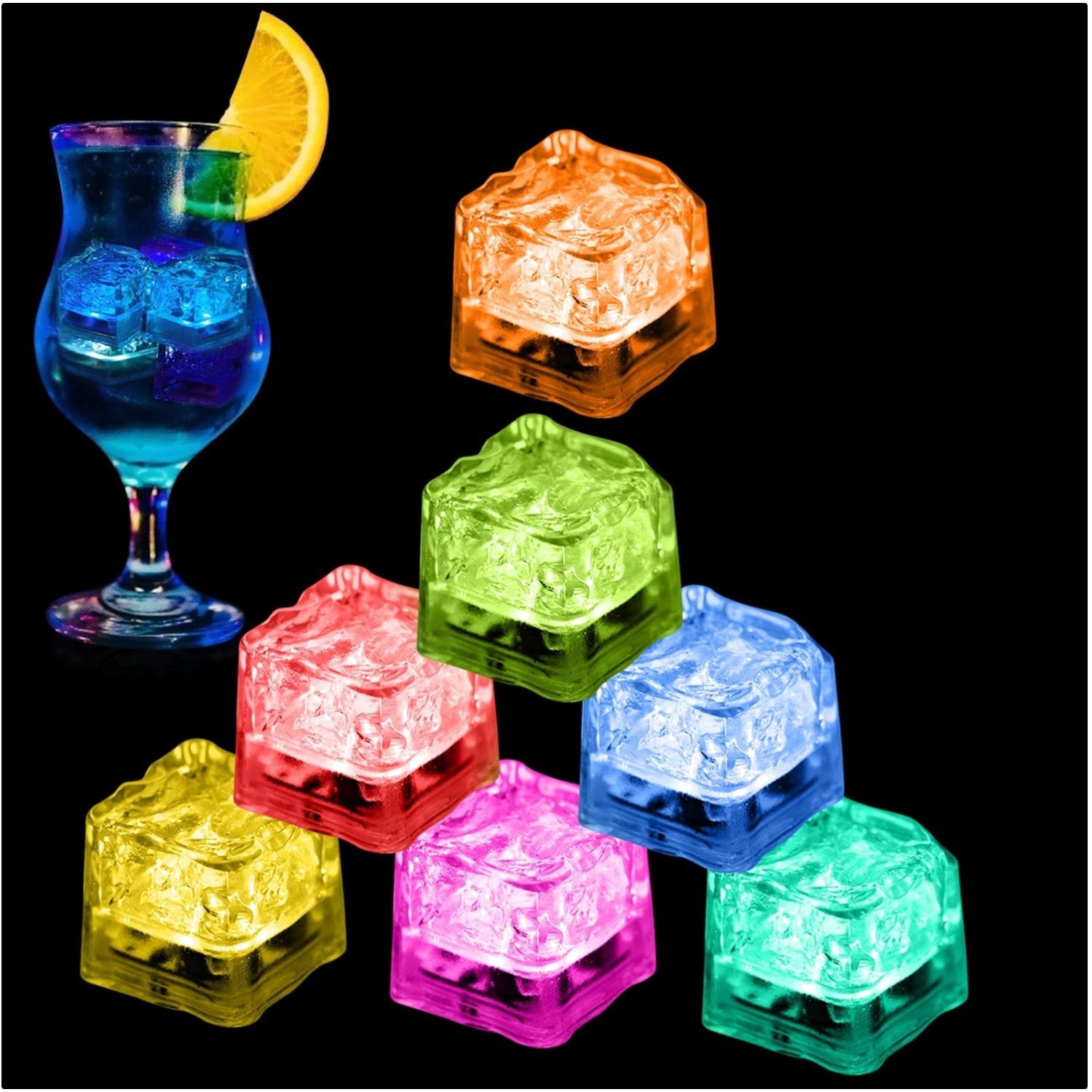 Glow and Change: 48 Pack Multi Color LED Ice Cubes for Vibrant Drink Experiences