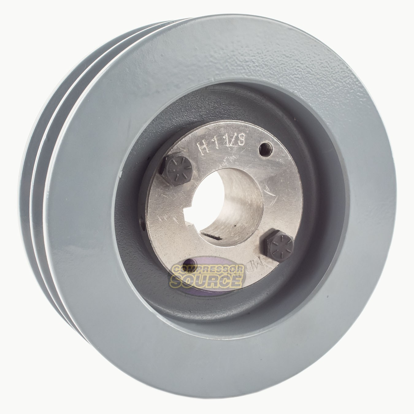 Cast Iron 5.5" Dual Groove Pulley Belt B Section 5L with 1-1/8" Sheave Bushing