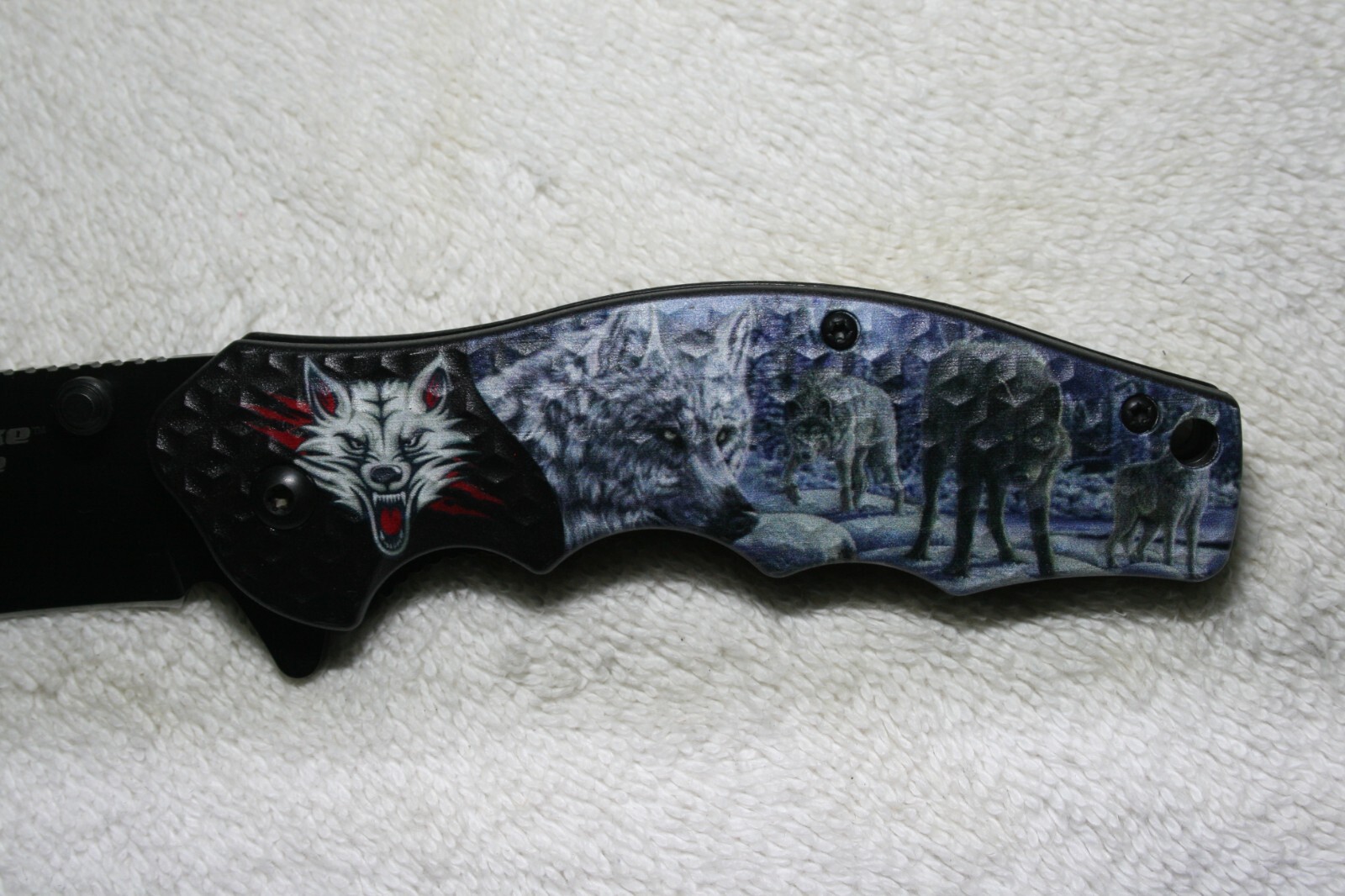 7 3/4"💥 WOLF PACK 🐺 💥 E-Z OPEN TACTICAL Wildlife Spring Assisted Pocket Knife