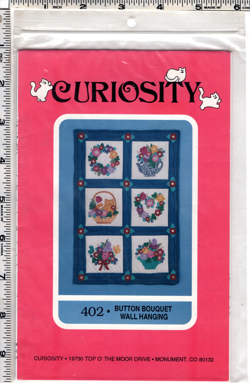 "Button Bouquet Wall Hanging" ©1993 Curiosity Quilting Craft Pattern # 402 UNCUT